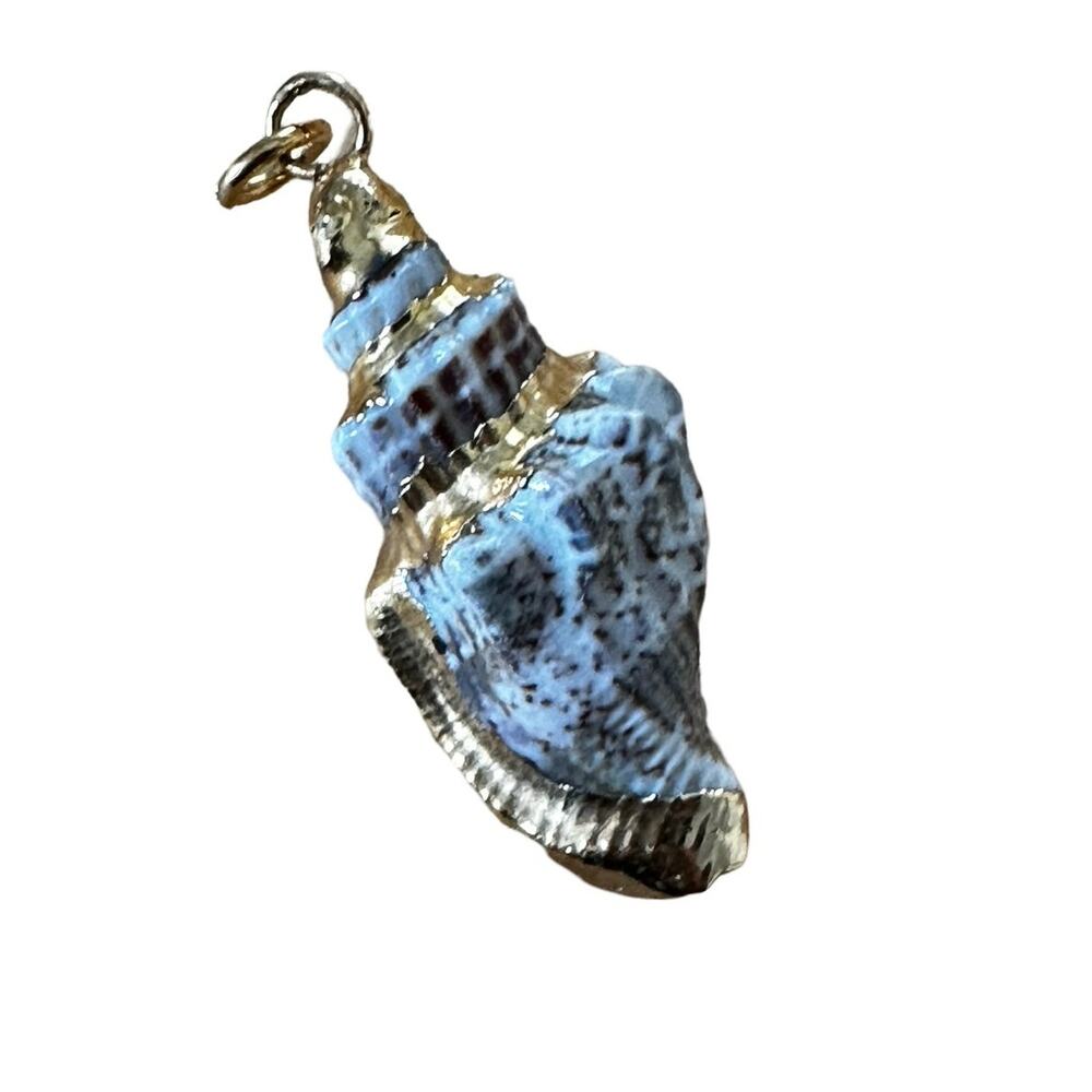 Vintage Gilded Conch Shell Pendant Beachy Boho Glam